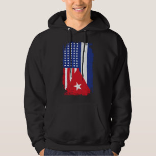 Half Cuba Flag American Flag Cuban American Graphi Hoodie