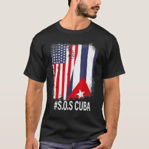 Half Cuban American Flag Sos Cuba Vintage Men Wome T-Shirt