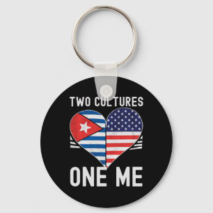 Half Cuban Half American Usa Flag Cuba America Key Ring