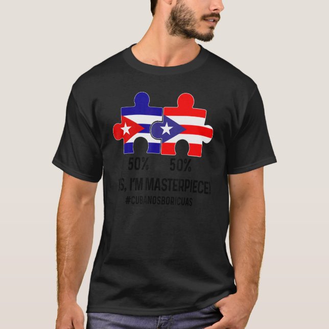 Half Cuban Half Dominican Flag Map Combined Cuba R T-Shirt (Front)
