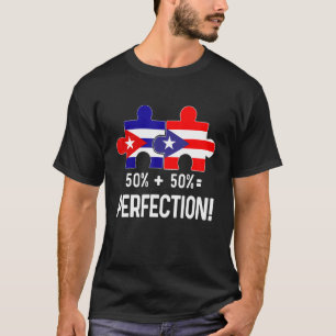 Half Cuban Half Puerto Rican Flag Map Combined Bor T-Shirt
