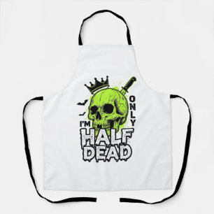 Half Dead Skull Halloween Vintage Engraving Shirt Apron