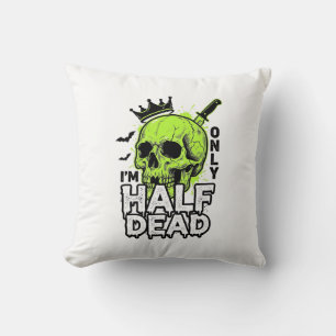 Half Dead Skull Halloween Vintage Engraving Shirt Cushion