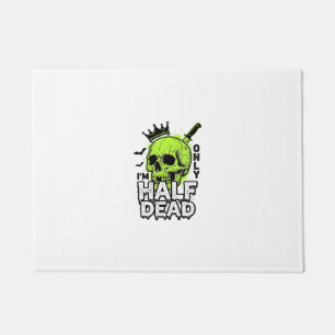Half Dead Skull Halloween Vintage Engraving Shirt Doormat