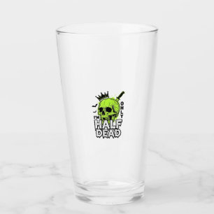 Half Dead Skull Halloween Vintage Engraving Shirt Glass