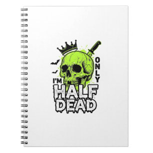 Half Dead Skull Halloween Vintage Engraving Shirt Notebook