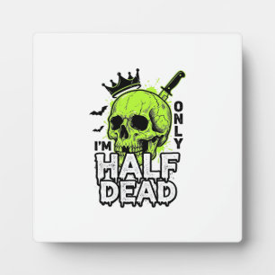 Half Dead Skull Halloween Vintage Engraving Shirt Plaque