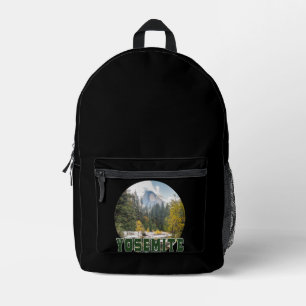 Half Dome in Autumn, with "Yosemite" text`` Printed Backpack
