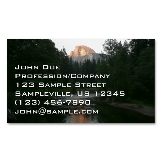 Half Dome Sunset in Yosemite National Park Magnetic Business Card (Front)