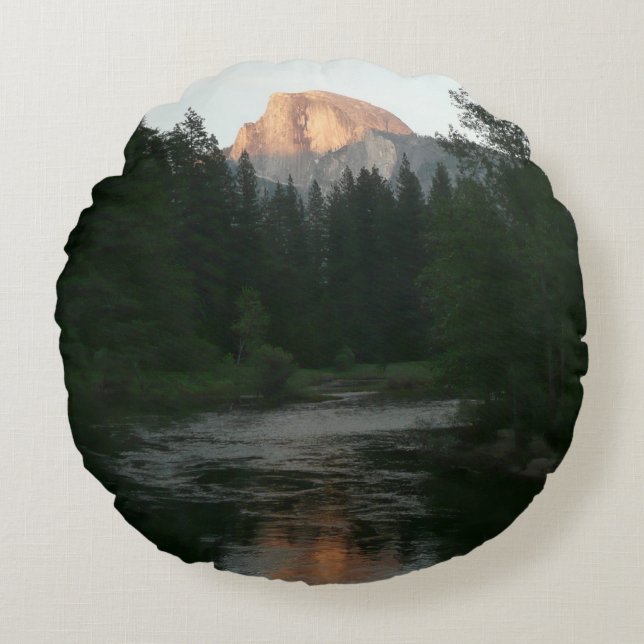 Half Dome Sunset in Yosemite National Park Round Cushion (Front)