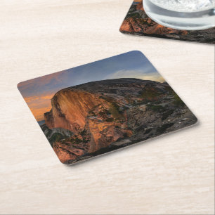 Half Dome Sunset - Yosemite Square Paper Coaster