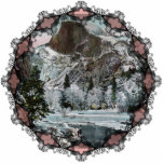 Half Dome Vintage Ornament Photo Sculpture Decoration<br><div class="desc">This beautiful 1907 image of Half Dome peak in Yosemite Valley,  CA shows a wintery scene with snow covered cabin and the summit of Half Dome. Reprinted here on this Christmas ornament.</div>