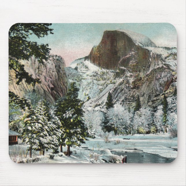 Half Dome, Yosemite in Winter Mousepad (Front)