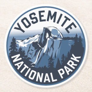 Half Dome Yosemite Round Emblem Paper Coaster
