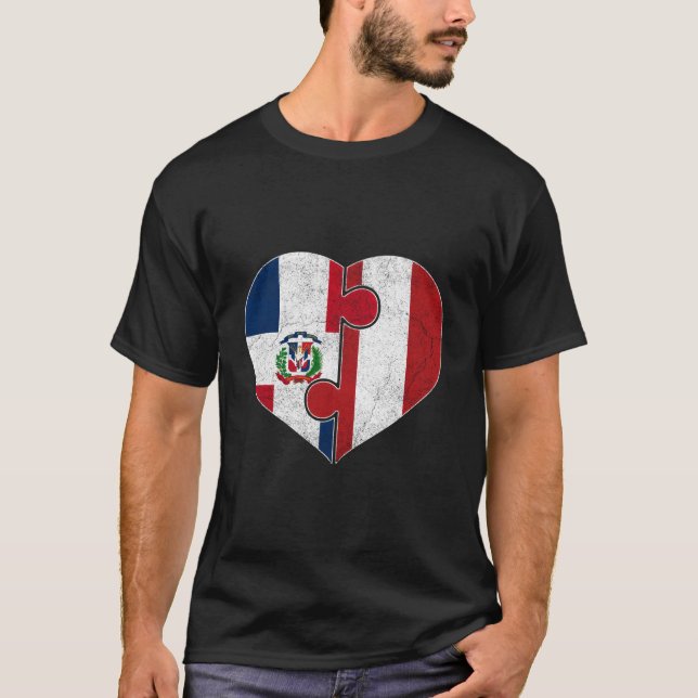 Half Dominican Half Peruvian Flag Heart Roots Heri T-Shirt (Front)