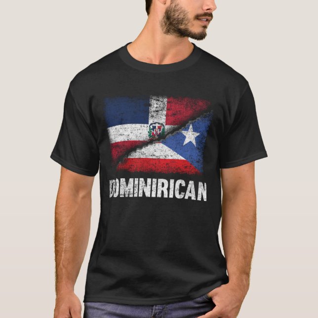 Half Dominican Half Puerto Rican Flag Dominirican T-Shirt (Front)