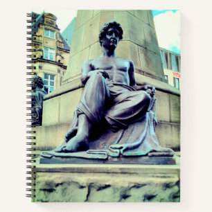 Half dressed man notebook