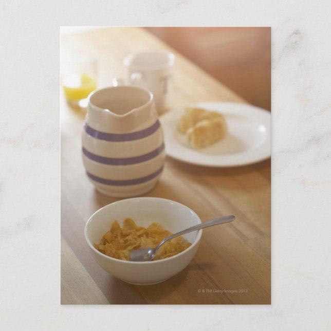 Half eaten breakfast on kitchen table postcard (Front)