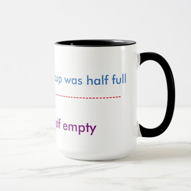 half empty/ half full coffee mug humour (Right)