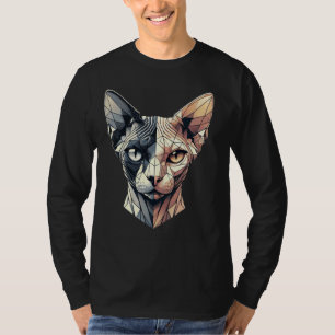 Half Face Abstract Kitten Geometry Polygon Sphynx T-Shirt