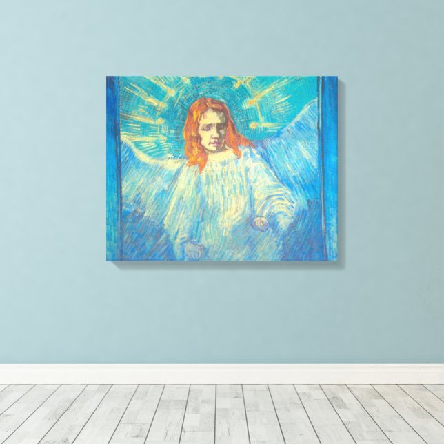Half Figure of an Angel by Vincent van Gogh Canvas Print (Insitu(Wood Floor))