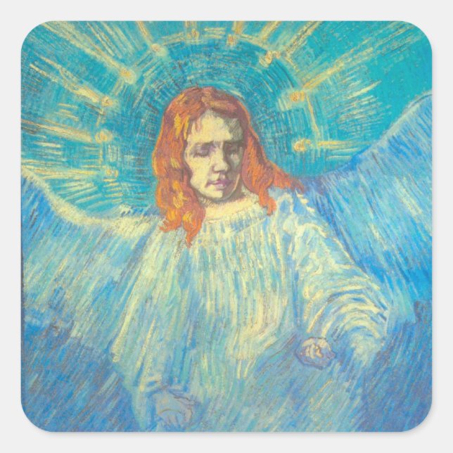 Half Figure of an Angel by Vincent van Gogh Square Sticker (Front)