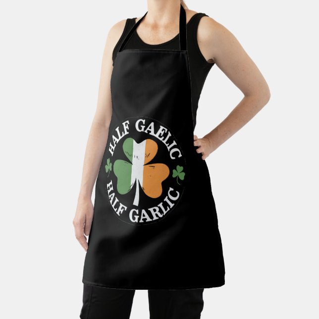 Half Gaelic Half Garlic Irish Italian St. Patricks Apron (Insitu)