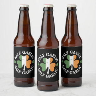 Half Gaelic Half Garlic Irish Italian St. Patricks Beer Bottle Label