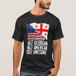 Half Georgian Half American  Georgia US Flag Patri T-Shirt