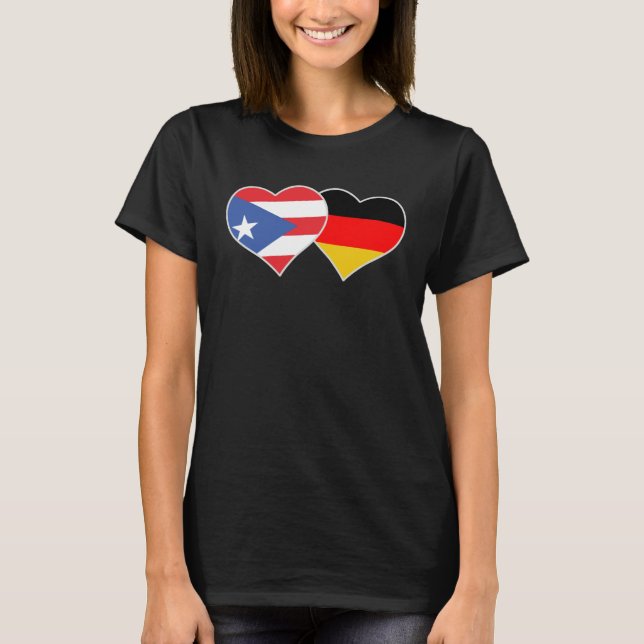 Half German Half Puerto Rican Flag Heart Puerto Ri T-Shirt (Front)