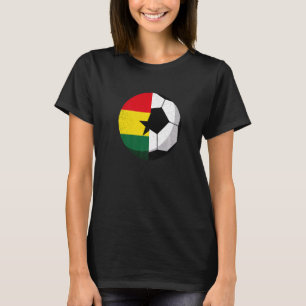 Half Ghana Flag Half Football Soccer   T-Shirt