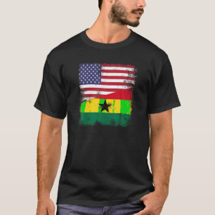 Half Ghanaian Flag T Shirt Vintage Ghana USA Gift