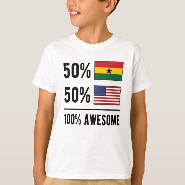 Half Ghanaian Half American Flag Ghana USA Flag T-Shirt (Front)