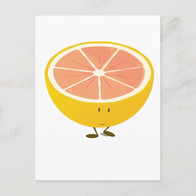 Half grapefruit smiling character postcard (Front)