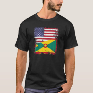 Half Grenadian Flag Vintage Grenada USA Gift T-Shirt