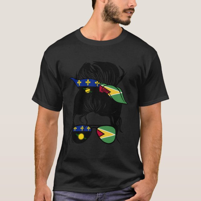 Half Guadeloupean Half Guyanese Roots Guadeloupe G T-Shirt (Front)