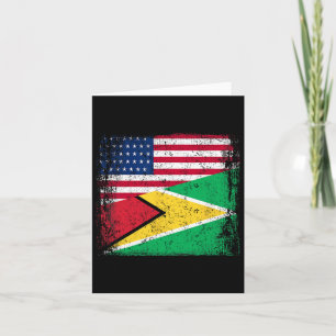 Half Guyanese Flag Vintage Guyana Usa Card