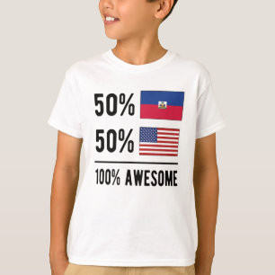 Half Haitian Half American Flag Haiti USA T-Shirt