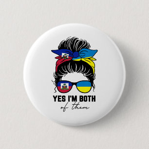 Half Haitian Half Ukrainian Girl Haiti Ukraine Fla 6 Cm Round Badge