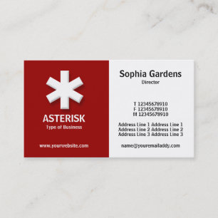 Half & Half (asterisk) - Maroon and White Business Card