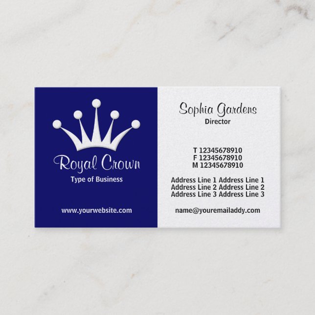 Half & Half (Crown) - Dark Blue (Gold) Business Card (Front)