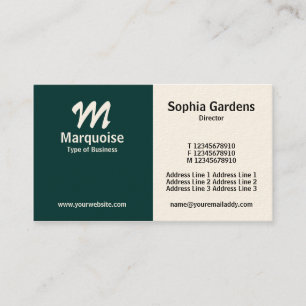 Half & Half - Dark Green (Cream Card) Business Card