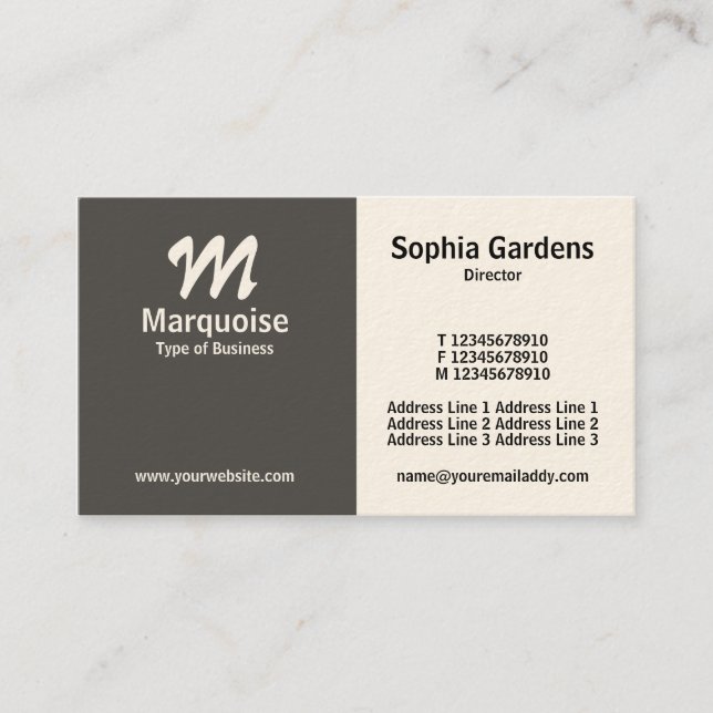 Half & Half - Dark Grey (Cream Card) Business Card (Front)