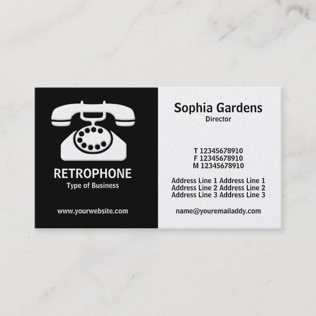 Half & Half (Phone)- Black and White (Gold) Business Card (Front)