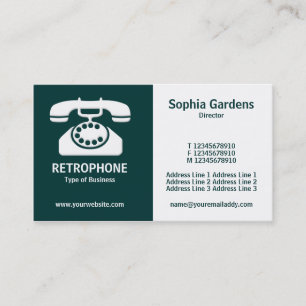 Half & Half (Phone)- Dark Green and White Business Card