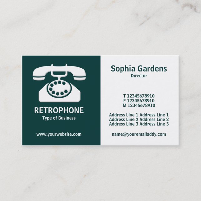 Half & Half (Phone)- Dark Green and White Business Card (Front)