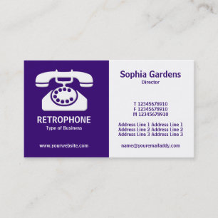 Half & Half (Phone)- Deep Purple and White Business Card