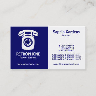 Half & Half (Wallphone)- Dark Blue and White Business Card
