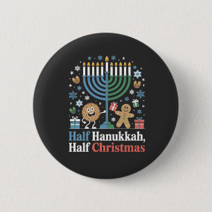 Half Hanukkah Half Christmas Funny Christmukkah 6 Cm Round Badge