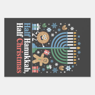 Half Hanukkah Half Christmas Funny Christmukkah Wrapping Paper Sheet